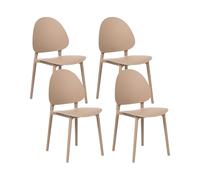 Beliani Lot de 4 Chaises de Salle à Manger Classique Minimaliste en Plastique sans Accoudoirs Intérieur Extérieur Beige Ceara
