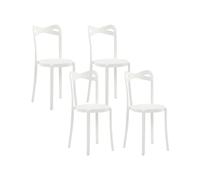 Beliani Lot de 4 Chaises de Salle à Manger Design en Plastique Blanc Empilables pour Intérieur et Extérieur au Style Moderne et Scandianave