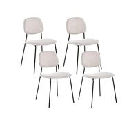 Beliani Lot de 4 Chaises de Salle à Manger Minimaliste Moderne Pieds en Fer sans Accoudoirs Beige Clair et Noir Riley