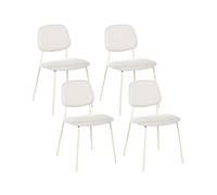 Beliani Lot de 4 Chaises de Salle à Manger Minimaliste Moderne Pieds en Fer sans Accoudoirs Blanc Cassé Riley