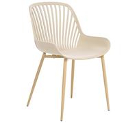 Beliani Lot de 4 Chaises de Salle à Manger Robustes en Polyester Synthétique Pieds en Fer à Impression Thermique Beige Kleve
