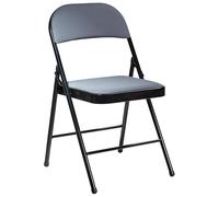 Beliani Lot de 4 Chaises en Métal Pliantes Cadre Noir et Dossier Gris Foncé Sparks
