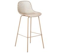 Beliani Lot de 4 Tabourets de Bar en Matière Synthétique Polyester Pieds en Fer et en Bois Beige Kleve