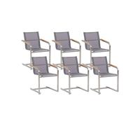Beliani - Lot de 6 Chaises de Jardin - Cosoleto - en Acier Inox et Textile, Arge