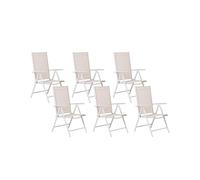 Lot de 6 Chaises de Jardin en Aluminium et Textile Beige Style Industriel Catania