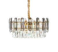 Beliani Lustre Glamour Suspendu en Métal Doré et Cristaux de Verre Transparent Mantaro