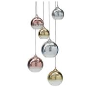 Beliani Lustre Multicolore en Verre Rond Installation Requise Design Moderne 6 Ampoules Tooma