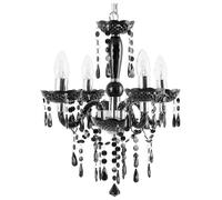 Beliani Lustre Noir en Métal avec Cristaux pour 4 Ampoules E14 Max. 40W Solution d'Éclairage Idéale pour Salon ou Salle à Manger Vintage Rétro