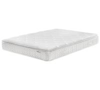 Beliani Matelas Moderne en Tissu de Bambou 160 x 200 cm Ressorts Ensachés à 7 Zones Housse Amovible Ferme Blanc Luxus