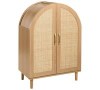 Beliani Meuble à Chaussures Bohème en MDF 4 Étagères pour 16 Paires Façade en Rotin Marron Clair Bicheno