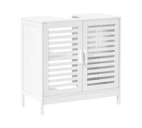 Beliani Meuble de Lavabo en Bambou Minimaliste Rangement de Salle de Bain Bois Blanc Missoula
