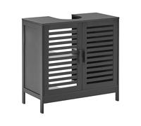 Beliani Meuble de Lavabo en Bambou Minimaliste Rangement de Salle de Bain Bois Noir Missoula