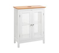 Beliani Meuble de Lavabo en MDF 60 x 75 cm Rangement de Salle de Bain avec Étagères Portes Ajourées Blanc Alamos