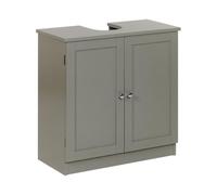 Beliani Meuble de Salle de Bain Traditionnel en MDF sur Pieds Espace pour Lavabo avec Étagères Gris Atjoni