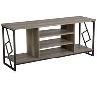 Meuble TV au Style Industriel Rangement Ouvert 2 Étagères Effet Bois Foncé et Structure Design en Métal Noir Idéal pour Salon Moderne Beliani