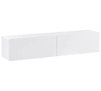 Beliani Meuble TV Mural Blanc Panneau de Particules de Bois 2 Portes