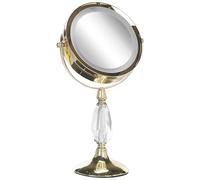Beliani Miroir de Maquillage Pivotant Éclairage LED en Acier et Verre Doré ø 18 cm Parfait pour Votre Espace Cosmétique Maury