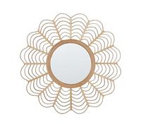 Beliani Miroir Décoratif Suspendu Bambou Bois Naturel Cadre Rond ø 60 cm Marron Tumbit