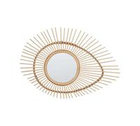 Beliani Miroir Décoratif Suspendu Cadre en Bambou Forme Ovale 60 x 35 cm Naturel Bario