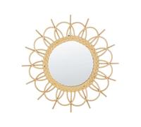 Beliani Miroir Mural Boho en Rotin Forme Soleil Naturel ø 60 cm Telakia