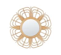 Beliani Miroir Mural Boho en Rotin Nat_REO Cadre Forme de Fleur Rond 60 cm Pasaku