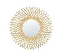 Beliani Miroir Mural Boho en Rotin Naturel en Forme de Soleil Ajouré Rond 60 cm Tagolu