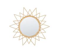 Beliani Miroir Mural Boho en Rotin Noir Forme Soleil Naturel ø 60 cm Telakia