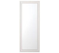 Beliani Miroir Mural de Forme Rectangulaire 130 x 50 cm avec Cadre en Plastique Blanc Motif Style Rétro pour Salon et Hall