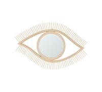 Beliani Miroir Mural Déco en Forme d'oeil avec Cadre en Bois de Bambou Clair pour Entrée Salon ou Chambre Boho et Rustique