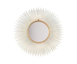 Beliani Miroir Mural en Forme de Soleil en Métal Doré Style Versaillais pour Salon Moderne et Glamour