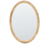 Beliani Miroir Mural en Rotin Ovale 70 x 50 cm Chambre à Coucher Salon Accessoires Fait Main Naturel Foissy