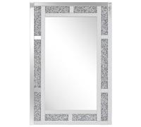 Beliani Miroir Mural Rectangulaire avec Cadre Décoratif Argenté Effet Cristaux 60 x 90 cm Idéal pour Salon ou Chambre Glamour Chic et Moderne