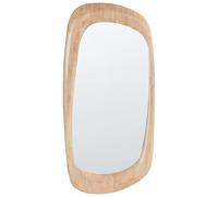 Beliani Miroir Mural Retro en Bois d'Hévéa 120 x 57 cm Décoratif Accessoire Asymétrique Marron Trizay