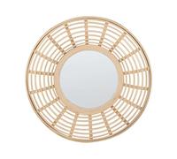 Beliani Miroir Mural Rond avec Cadre Naturel en Bambou 60 cm Décoration Intérieur Hanua