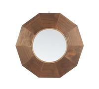 Beliani Miroir Suspendu Moderne avec Cadre en Bois Rond ø 60 cm Marron Foncé Asem
