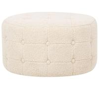 Beliani Ottoman 30 x 55 cm Rond à Capitons en Velours Beige Bouclé Rembourré Chic Tampa