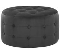 Beliani Ottoman 30 x 55 cm Rond Chesterfield en Velours Noir Rembourré pour Salon Tampa