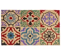 Beliani Paillasson en Fibre de Coco 40 x 60 cm Antidérapant Dessous en PVC Motif Abstrait Multicolore Naturel Naukati