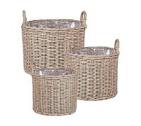 Beliani Paniers à Plantes en Polyrotin Marron 3 Tailles pour Intérieur et Extérieur Faits Main Pendula