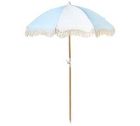 Beliani Parasol de Jardin Rétro en Toile ⌀ 150 cm Mât en Bois de Hêtre Bleu Clair Mondello
