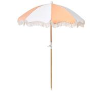 Beliani Parasol de Jardin Rétro en Toile ⌀ 150 cm Mât en Bois de Hêtre Orange Mondello