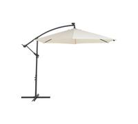 Beliani - Parasol Déporté LED Diamètre 285 cm, en Tissu Acier Beige et Gris