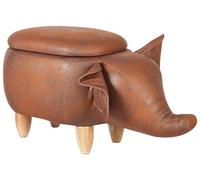 Beliani Petit Tabouret Pouf pour Enfant 35 cm de Hauteur en Forme d'Éléphant Cuir PU Marron Foncé avec Coffre de Rangement