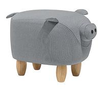 Beliani Petit Tabouret Pouf pour Enfant 35 cm de Hauteur en Forme d'Éléphant en Tissu Doux Gris Clair avec Pieds en Bois d'Hévéa