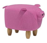 Beliani Petit Tabouret Pouf pour Enfant 35 cm de Hauteur en Forme d'Éléphant en Tissu Doux Rose avec Pieds en Bois d'Hévéa