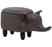Beliani Petit Tabouret pour Enfant 35 cm de Hauteur en Forme d'Éléphant en Cuir PU Gris Foncé avec Coffre de Rangement