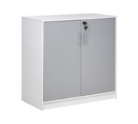 Beliani Petite Armoire à 2 Portes Gris et Blanc 80 cm en Panneaux Particules de Bois Zehna