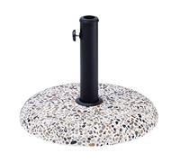 Beliani Pied de Parasol Rond en Béton Blanc avec Pierres Incrustées Diamètre 47 cm Structure Solide et Stable de 21 Kg
