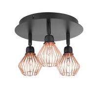 Beliani - Plafonnier - Volga - 3 Lampes - G9.20W - en Métal, Noir et Cuivré