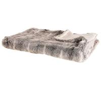 Beliani Plaid Couvre Lit Effet Fourrure 180 x 220 cm en Tissu Marron et Blanc Doux au Toucher Idéal pour Habiller Un Canapé ou comme Couverture